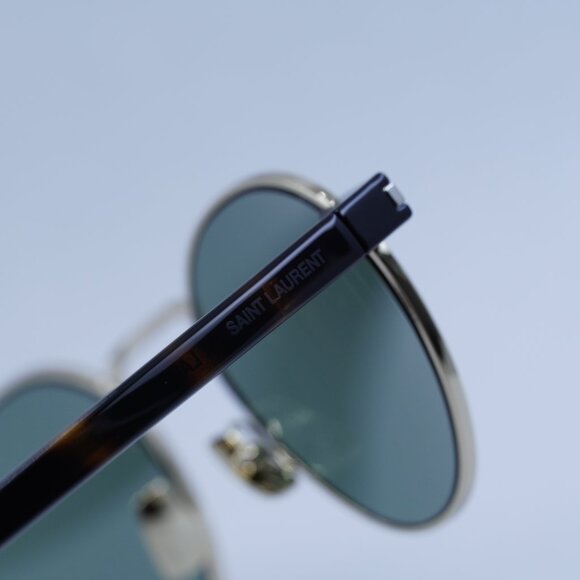 Saint Laurent SL707 002 Sunglasses Gold/Havana Round Frame, Green Lenses - Picture 10 of 12